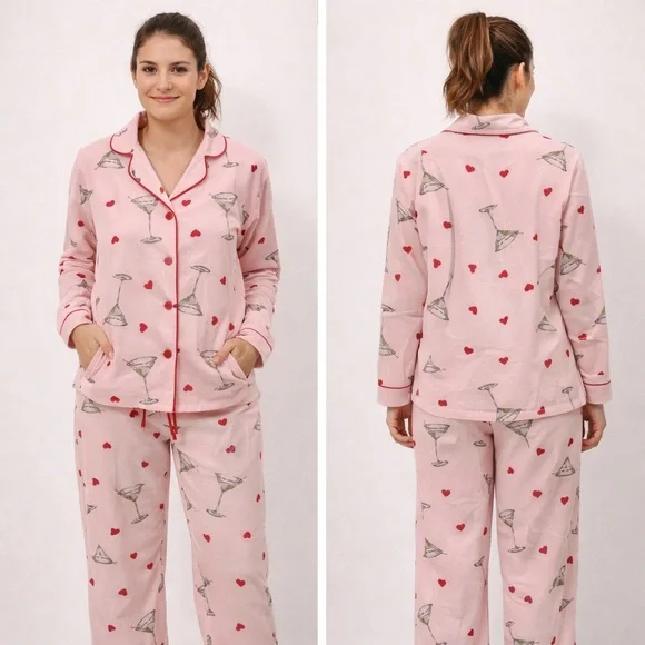 ๐ PJ Salvage Pink Martini Print Pajama Set. L. NWT!!๐ฅ - Picture 1 of 12